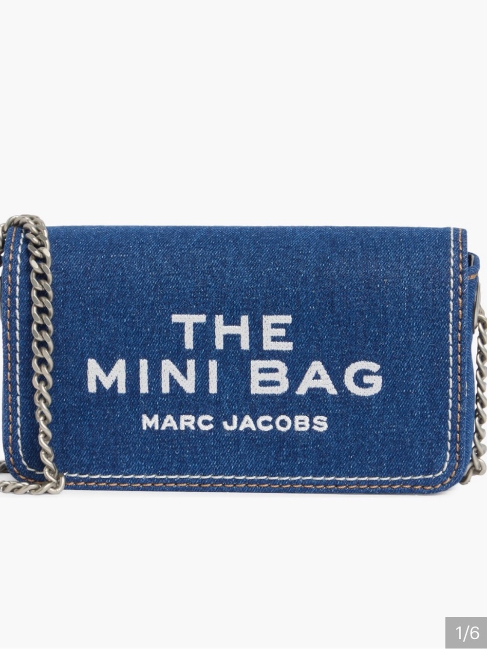 Marc Jacobs Denim Mini Crossbody in Blue with Silver Chain NWT